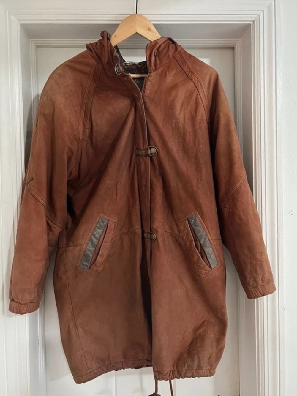 Brandon Thomas Brown Leather Hooded Jacket